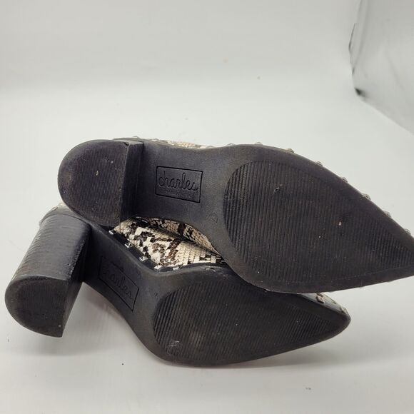 Charles By Charles David Dodger black snake print Ankle Boots Women’s Sz 7 ivory - Picture 8 of 10